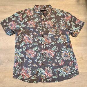 Lost Surf Darkhorse Woven Hawaiian Floral Short Sleeve Button Shirt Men’s Lg